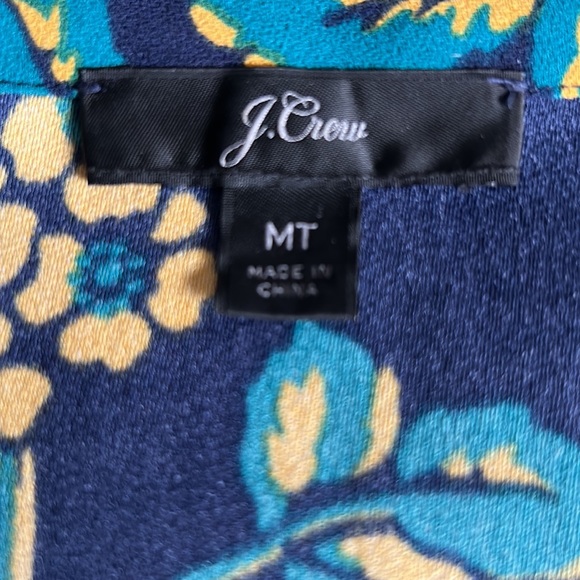 J. Crew Floral Wrap Top M Tall Navy Long Sleeve Tie Waist Blouse - Picture 4 of 4